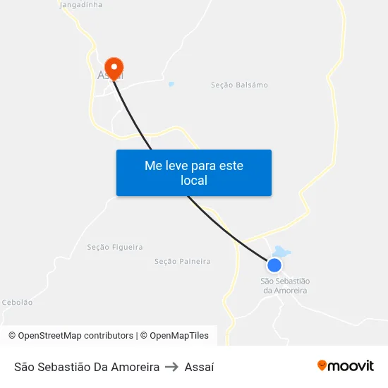 São Sebastião Da Amoreira to Assaí map