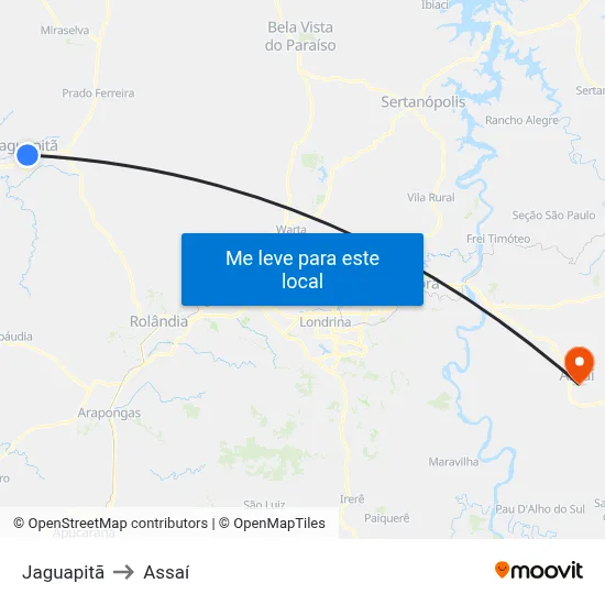Jaguapitã to Assaí map