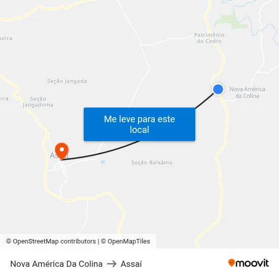 Nova América Da Colina to Assaí map
