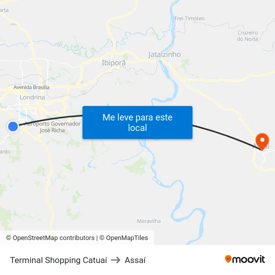 Terminal Shopping Catuaí to Assaí map