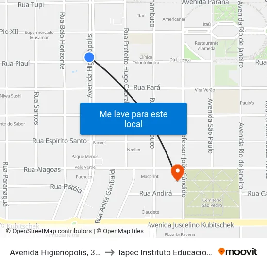 Avenida Higienópolis, 350 to Iapec Instituto Educacional map