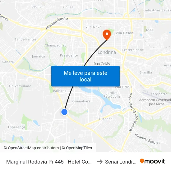 Marginal Rodovia Pr 445 - Hotel Comfort to Senai Londrina map