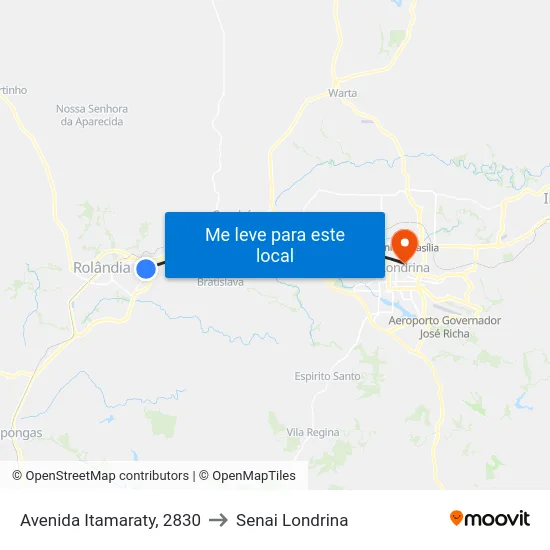 Avenida Itamaraty, 2830 to Senai Londrina map