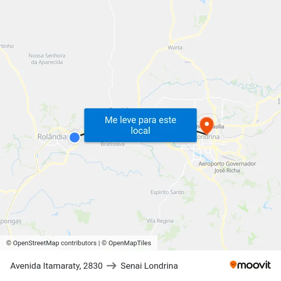 Avenida Itamaraty, 2830 to Senai Londrina map