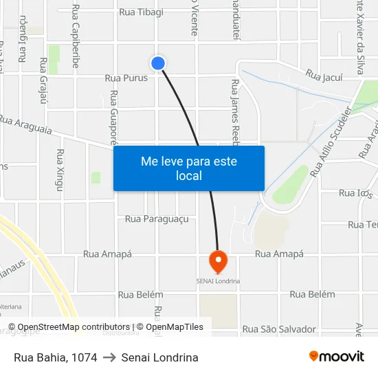 Rua Bahia, 1074 to Senai Londrina map