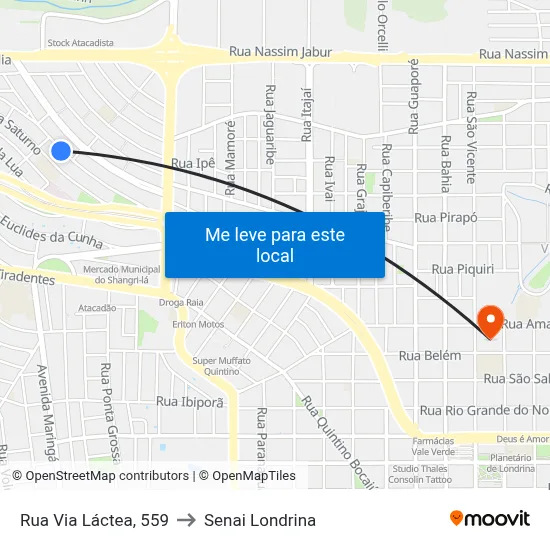 Rua Via Láctea, 559 to Senai Londrina map