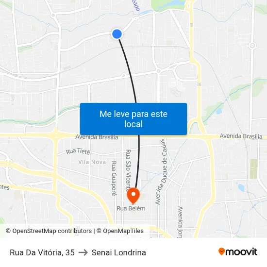 Rua Da Vitória, 35 to Senai Londrina map
