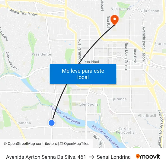 Avenida Ayrton Senna Da Silva, 461 to Senai Londrina map