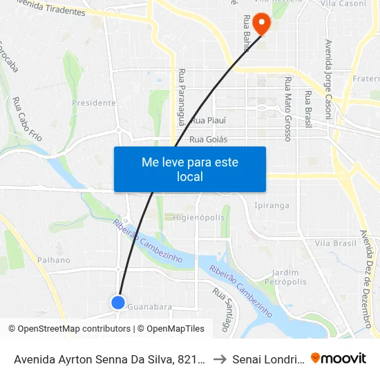 Avenida Ayrton Senna Da Silva, 821-829 to Senai Londrina map