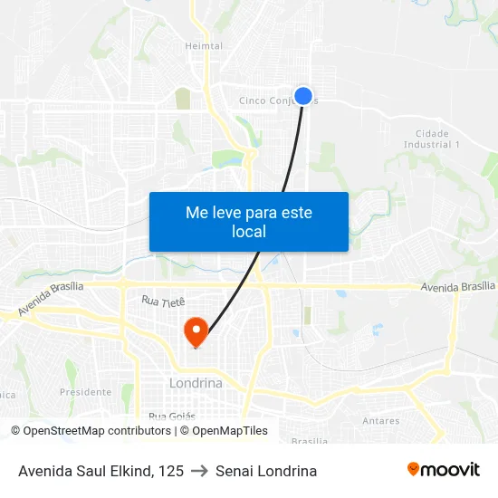 Avenida Saul Elkind, 125 to Senai Londrina map