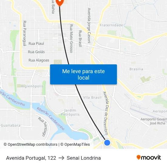 Avenida Portugal, 122 to Senai Londrina map
