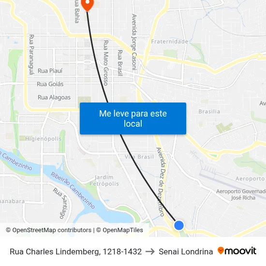 Rua Charles Lindemberg, 1218-1432 to Senai Londrina map