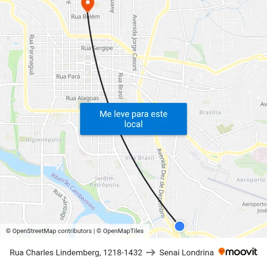 Rua Charles Lindemberg, 1218-1432 to Senai Londrina map