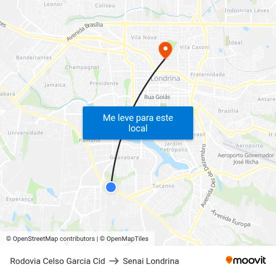 Rodovia Celso Garcia Cid to Senai Londrina map