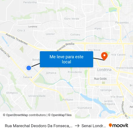 Rua Marechal Deodoro Da Fonseca, 499 to Senai Londrina map
