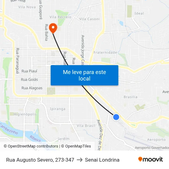 Rua Augusto Severo, 273-347 to Senai Londrina map