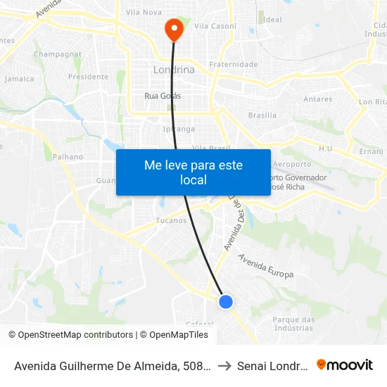 Avenida Guilherme De Almeida, 508-564 to Senai Londrina map