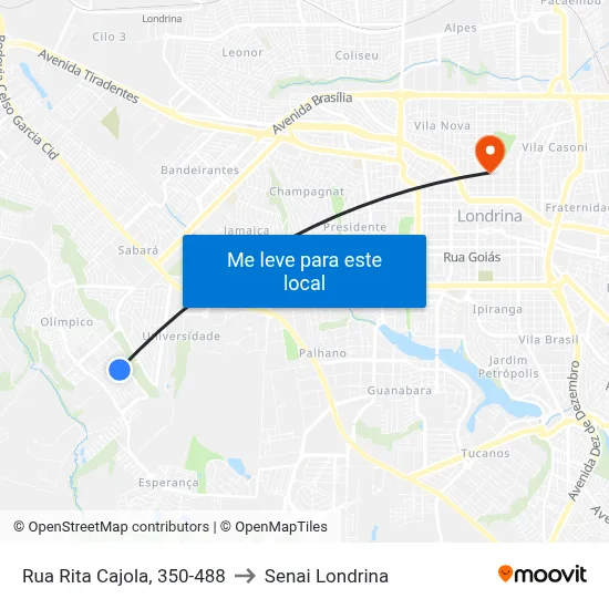 Rua Rita Cajola, 350-488 to Senai Londrina map