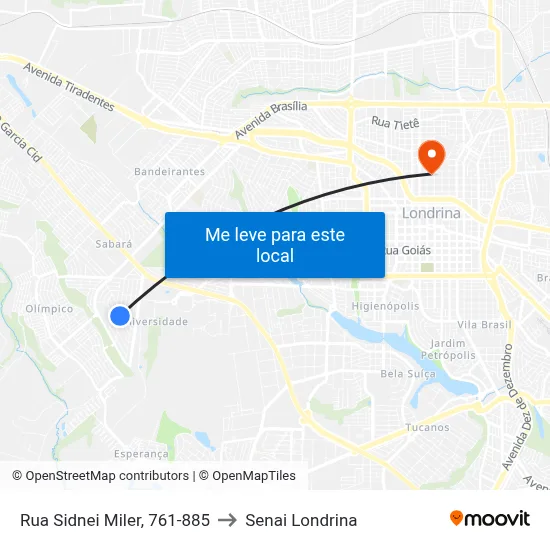 Rua Sidnei Miler, 761-885 to Senai Londrina map