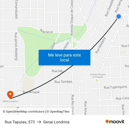 Rua Tapuias, 573 to Senai Londrina map