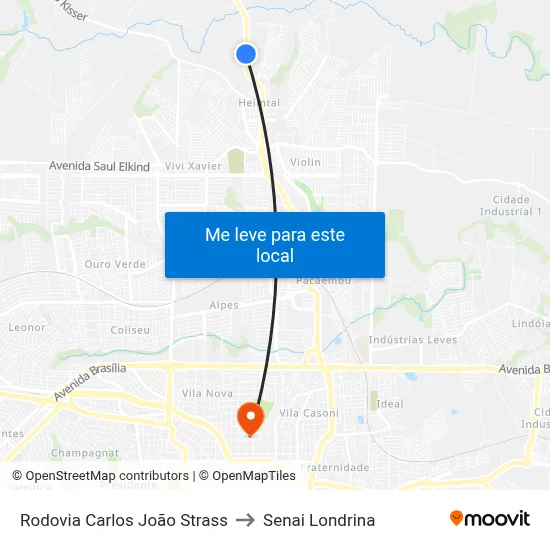 Rodovia Carlos João Strass to Senai Londrina map