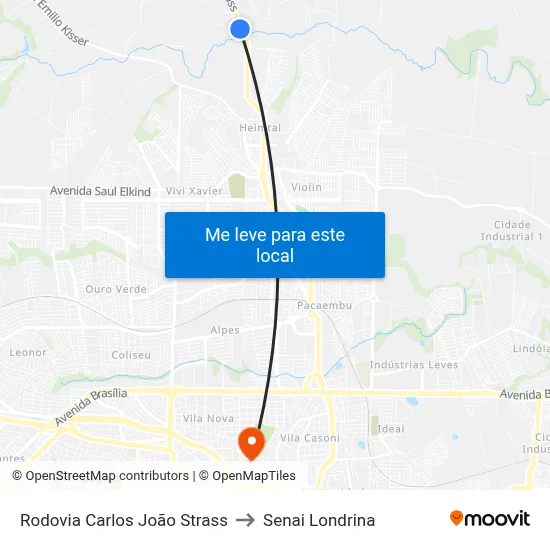 Rodovia Carlos João Strass to Senai Londrina map