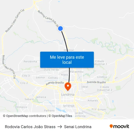 Rodovia Carlos João Strass to Senai Londrina map