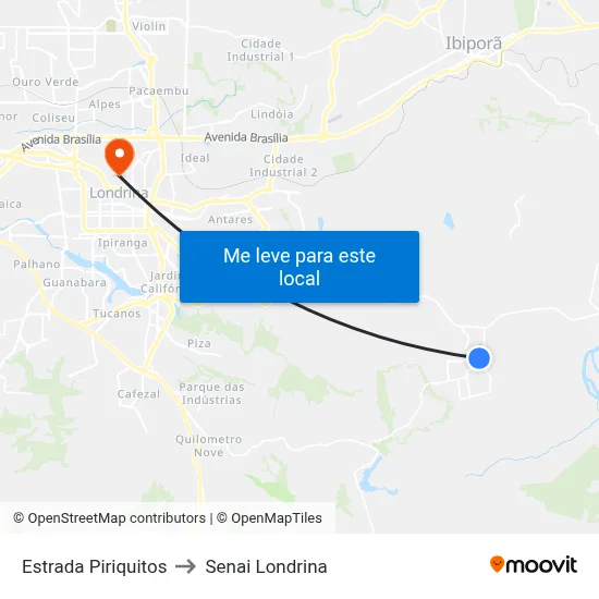 Estrada Piriquitos to Senai Londrina map