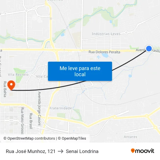 Rua José Munhoz, 121 to Senai Londrina map