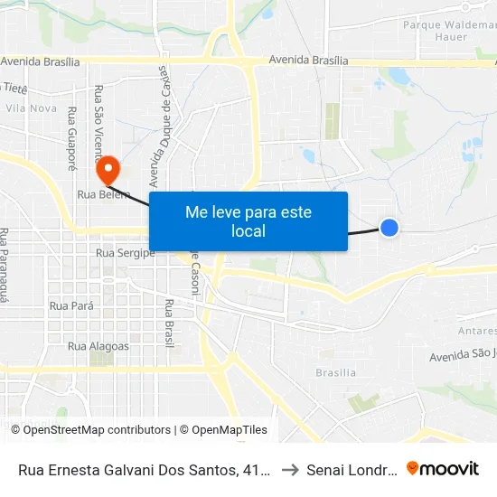 Rua Ernesta Galvani Dos Santos, 412-484 to Senai Londrina map
