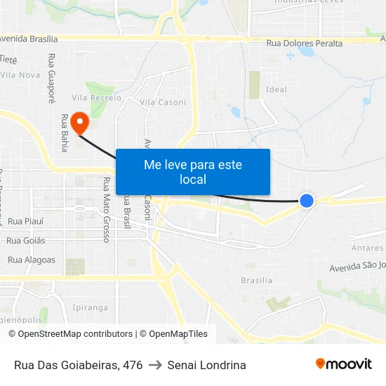 Rua Das Goiabeiras, 476 to Senai Londrina map