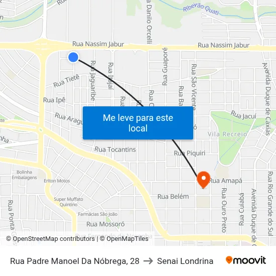 Rua Padre Manoel Da Nóbrega, 28 to Senai Londrina map