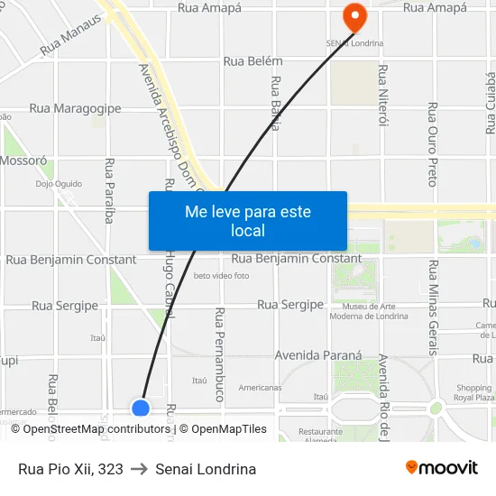 Rua Pio Xii, 323 to Senai Londrina map