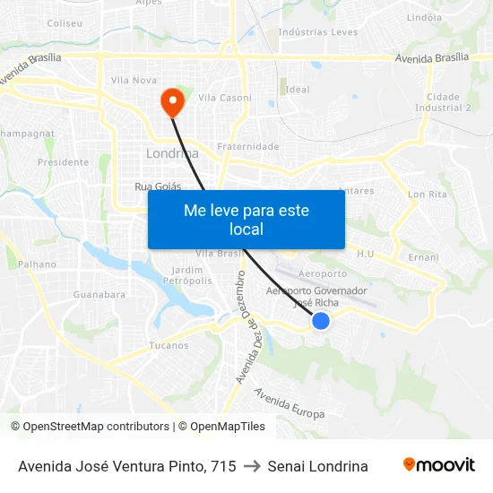 Avenida José Ventura Pinto, 715 to Senai Londrina map