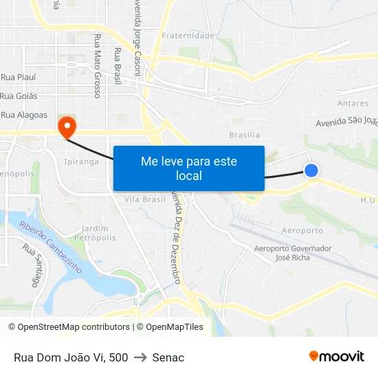 Rua Dom João Vi, 500 to Senac map