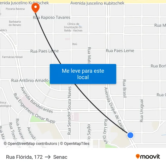 Rua Flórida, 172 to Senac map