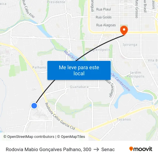 Rodovia Mabio Gonçalves Palhano, 300 to Senac map