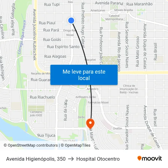 Avenida Higienópolis, 350 to Hospital Otocentro map