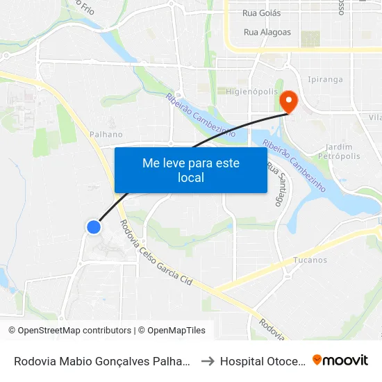 Rodovia Mabio Gonçalves Palhano, 300 to Hospital Otocentro map