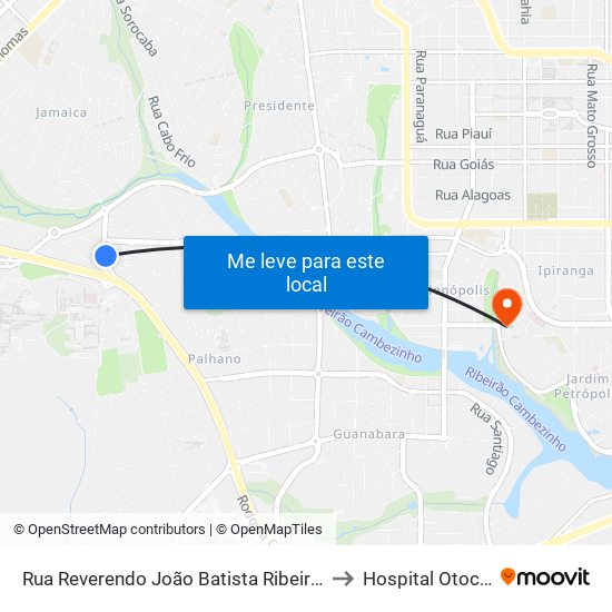 Rua Reverendo João Batista Ribeiro Neto, 76 to Hospital Otocentro map