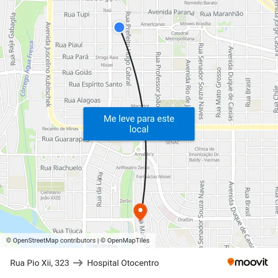 Rua Pio Xii, 323 to Hospital Otocentro map