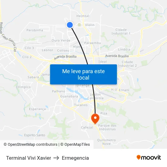 Terminal Vivi Xavier to Ermegencia map