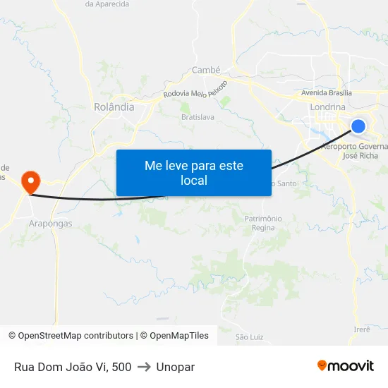 Rua Dom João Vi, 500 to Unopar map