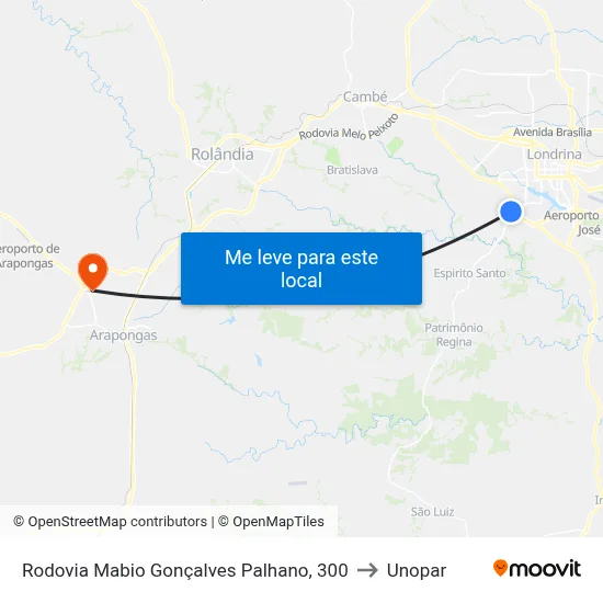 Rodovia Mabio Gonçalves Palhano, 300 to Unopar map