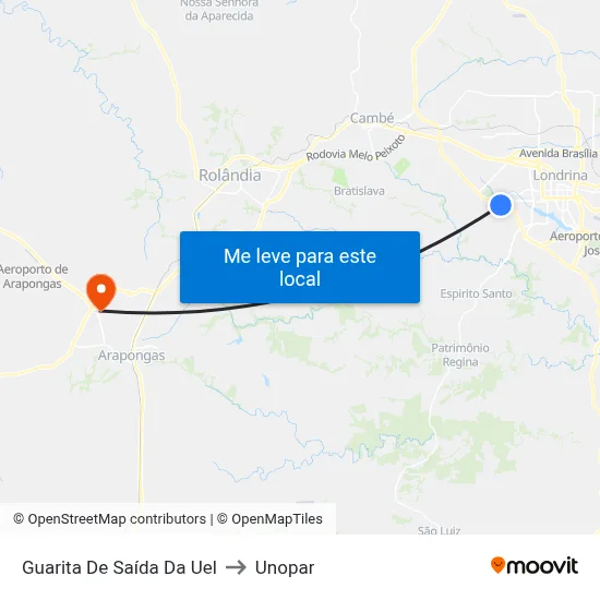 Guarita De Saída Da Uel to Unopar map