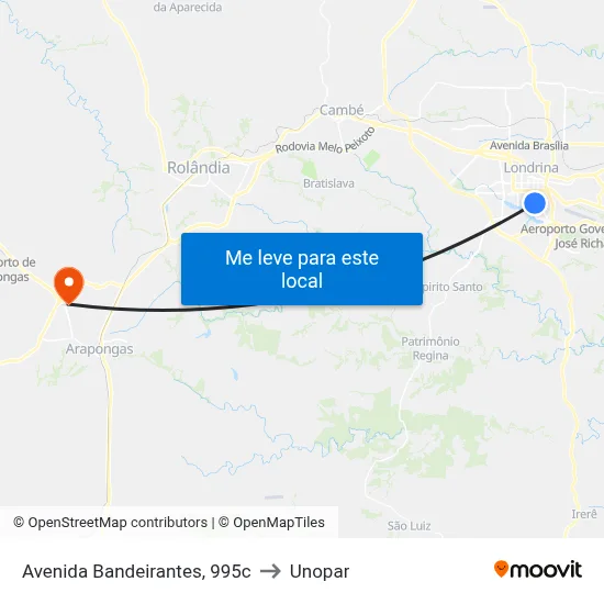 Avenida Bandeirantes, 995c to Unopar map
