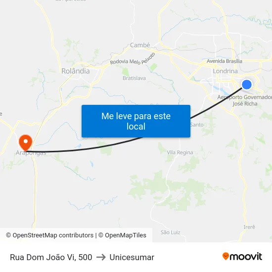 Rua Dom João Vi, 500 to Unicesumar map