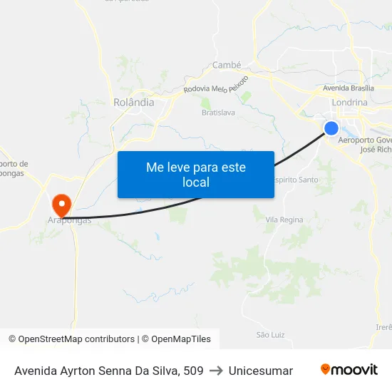 Avenida Ayrton Senna Da Silva, 509 to Unicesumar map
