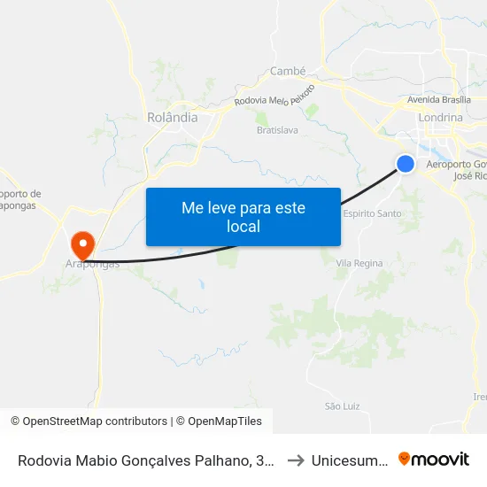 Rodovia Mabio Gonçalves Palhano, 300 to Unicesumar map