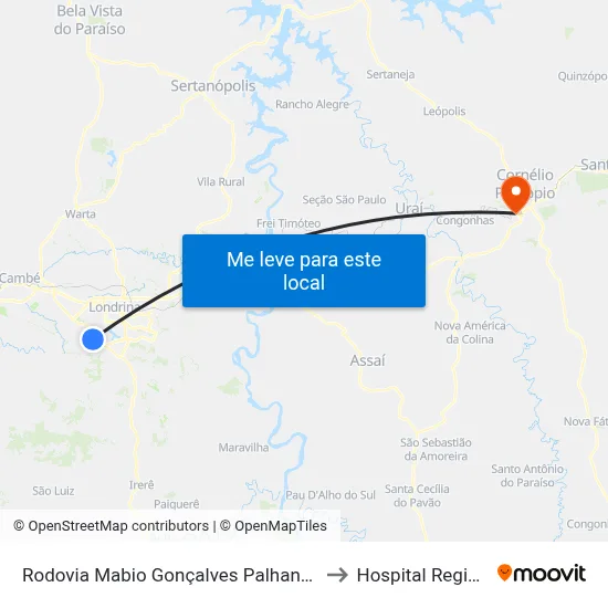 Rodovia Mabio Gonçalves Palhano, 300 to Hospital Regional map